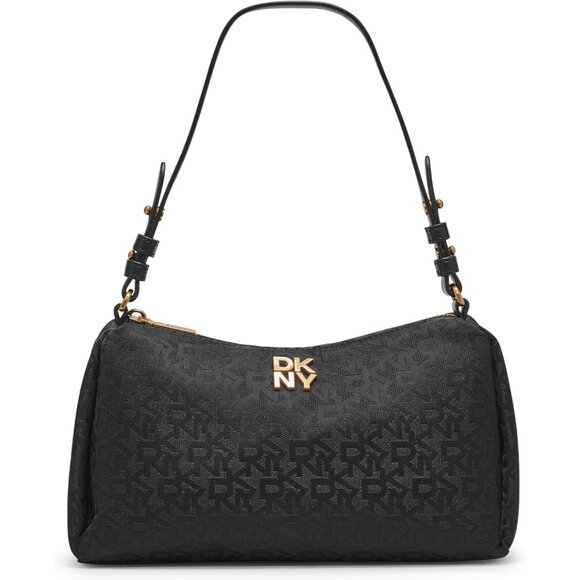 Handbags - Remy Women's Casual Shoulder Bag Jet Black Polyester Zip Closure